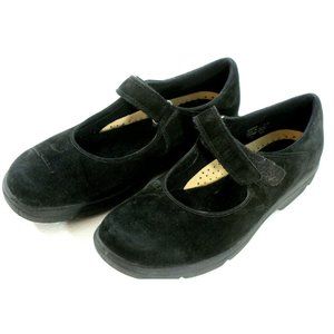 Rockport Womens Hook Fasten Black Suede Flats